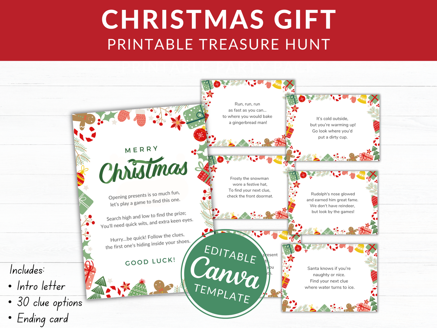Christmas Gift Treasure Hunt - Customizable Template