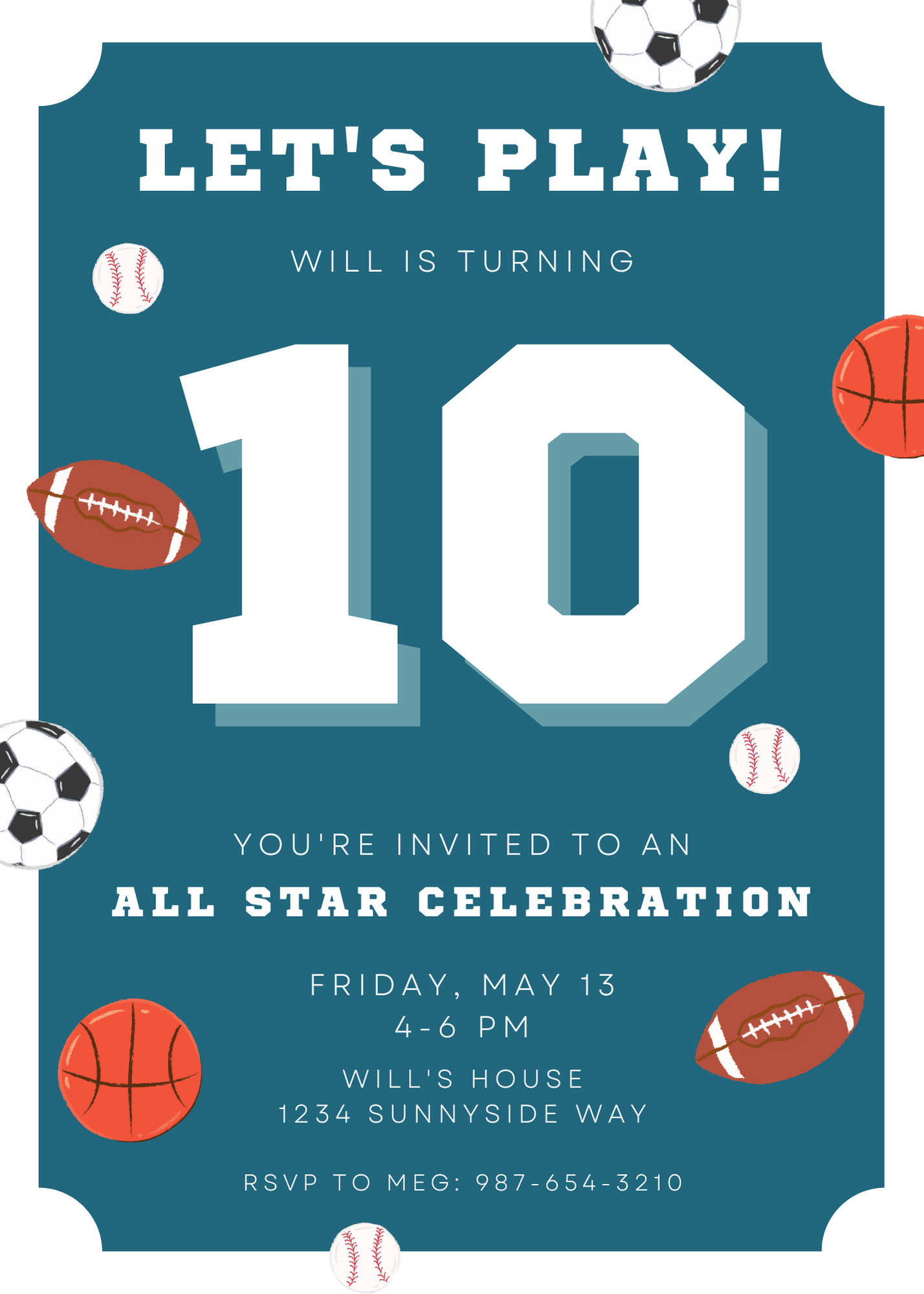 All Sports Birthday Invitation - Editable Template